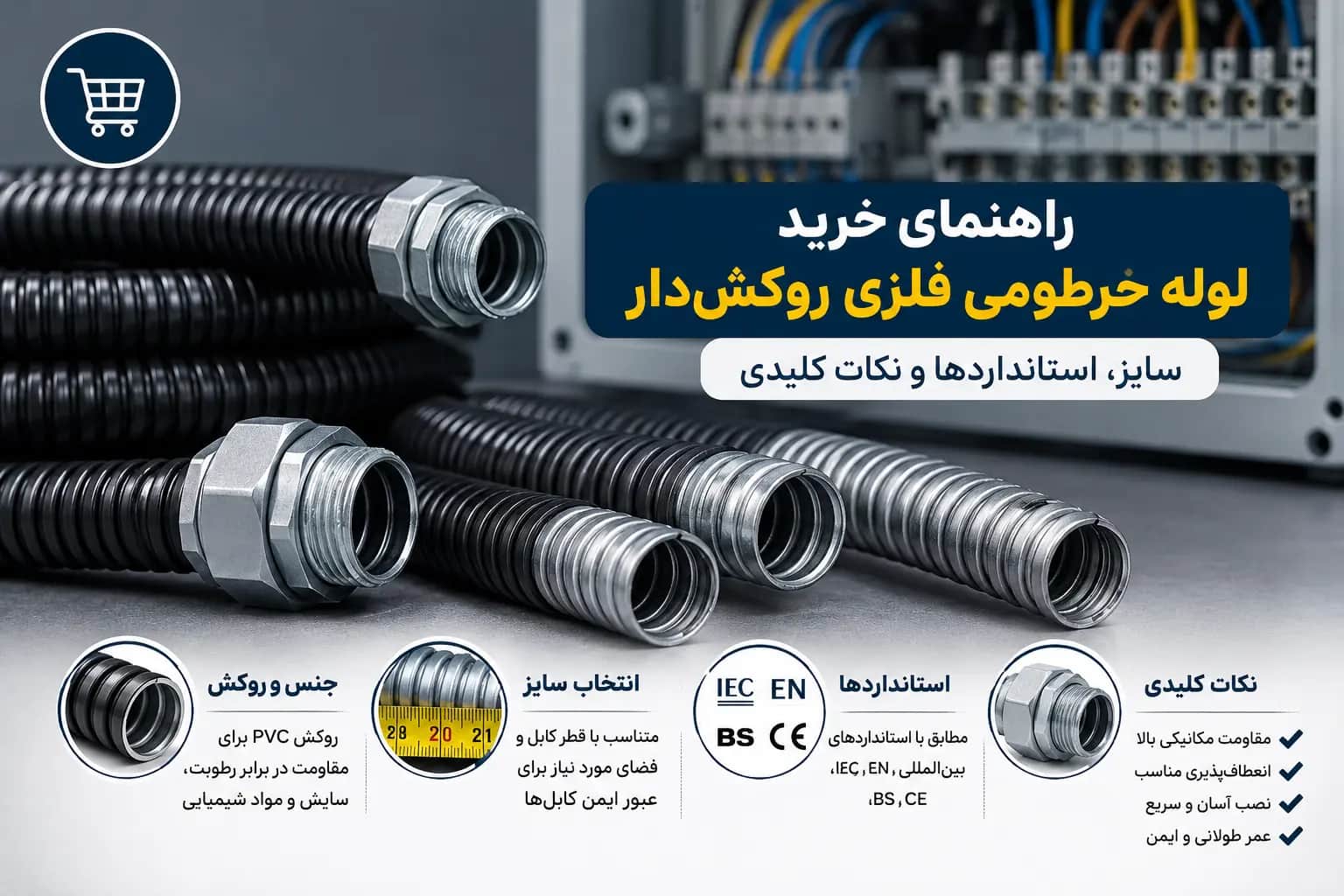 راهنمای خرید لوله خرطومی فلزی روکش‌دار؛ سایز، استانداردها و نکات کلیدی